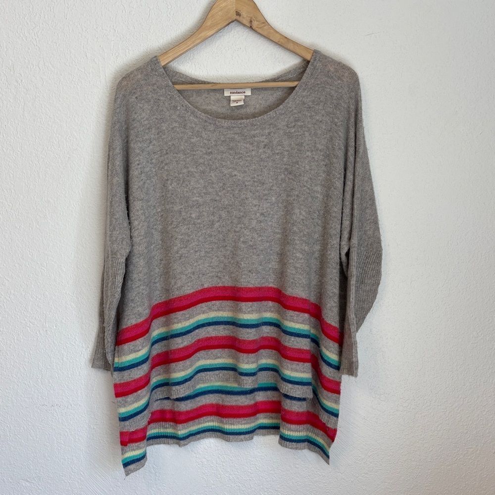 Sundance Cashmere Striped Oversize Pullover Medium